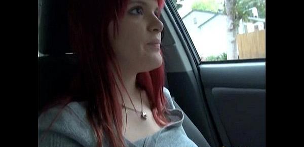  Redhead Emo car driving horny